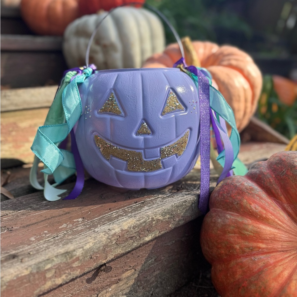Purple Glitter Jack-O'-Lantern Bucket